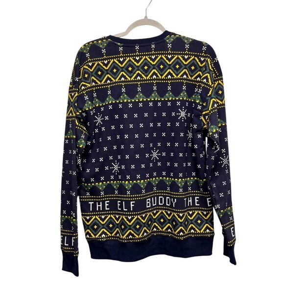 Buddy the Elf Christmas Sweater Sweatshirt Old Navy NEW Medium Blue - Picture 4 of 8